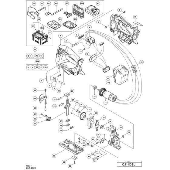 Main Assembly for Hikoki CJ14DSL Cordless Jigsaw