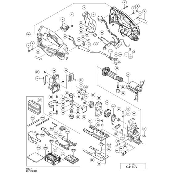 Main Assembly for Hikoki CJ160V Jigsaw