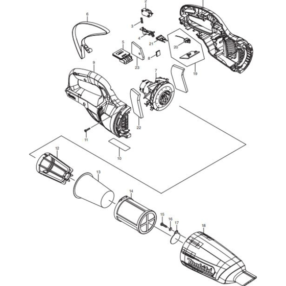 Main Assembly for Makita CL106FDZ Cordless Cleaner & Cylclone Cleaner 