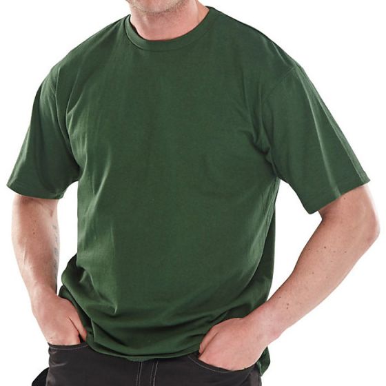 Tee Shirt H/Weight 180gsm Cotton Twin Stitching Hem & Neck Bottle Green LRG