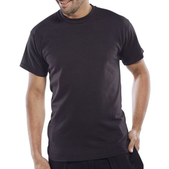 Tee Shirt H/Weight 180gsm Cotton Twin Stitching Hem Neck & Waist Black SML