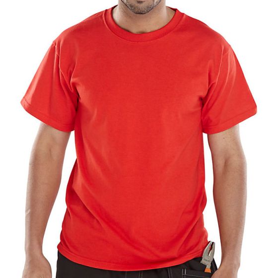 Tee Shirt H/Weight 180gsm Cotton Twin Stitching Hem Neck & Waist Red XL