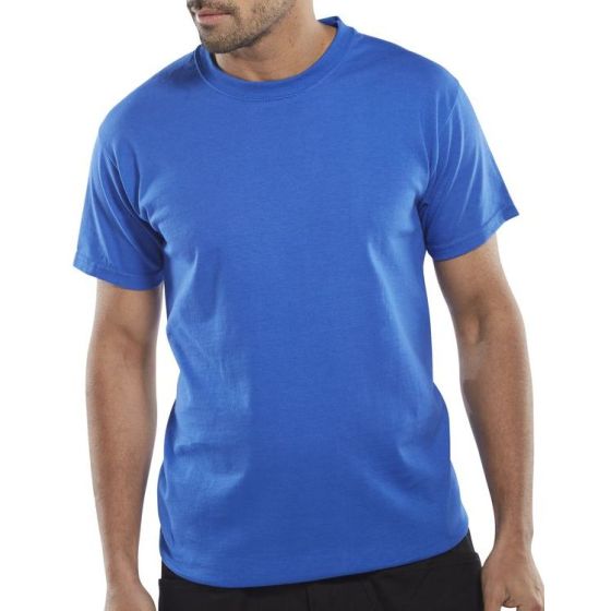 Tee Shirt Cotton Fabric Twin Needle Stitching 180gsm Weight Royal Blue XL