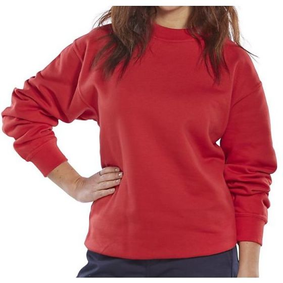 Sweatshirt 300g Polyester Cotton Fleece Inner Ribbed Cuff/Waistband Red SML