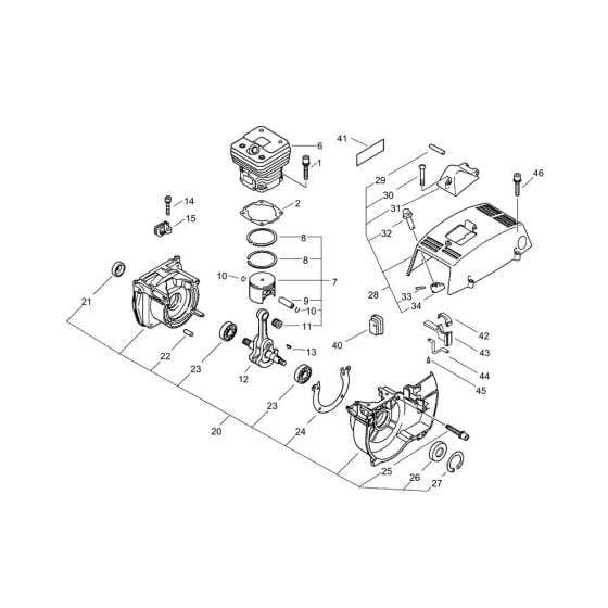 Cylinder, Crankcase, Piston for ECHO CLS-5800 Brushcutter