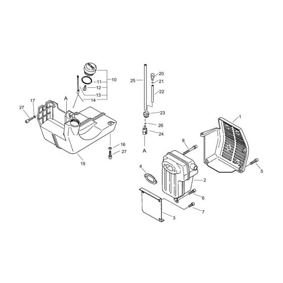 Fuel Tank, Muffler for ECHO CLS-5800 Brushcutter