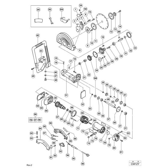 Main Assembly for Hikoki CM12Y Disc Cutter