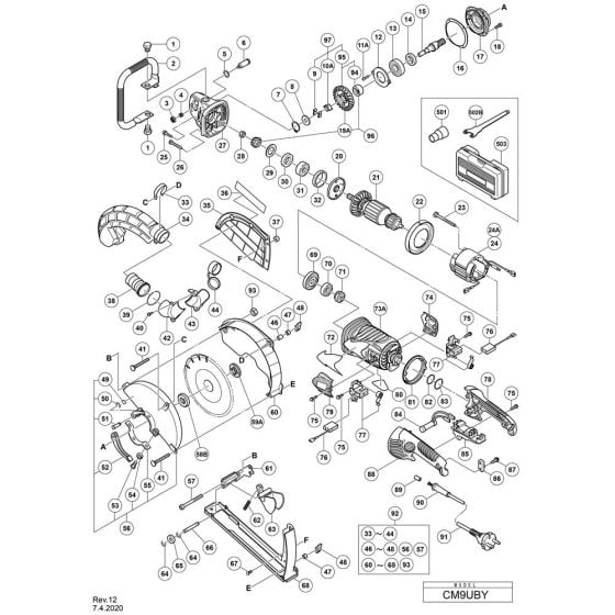 Main Assembly for Hikoki CM9UBY Cutter