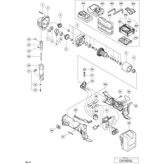 Main Assembly for Hikoki CN18DSL Cordless Nibbler