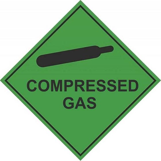 Compressed Gas Hazard Warning Diamond Label 200mm x 200mm