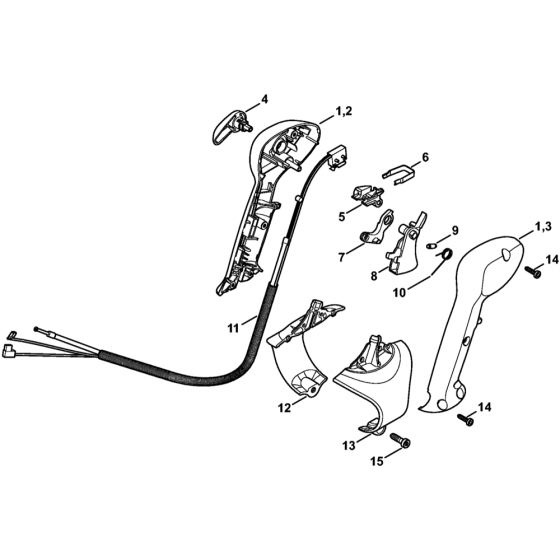 Control Handle Assembly for Stihl BR350 Blower Pre 32.2015