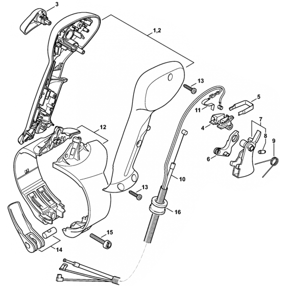 Control Handle Assembly for Stihl BR700 Blower