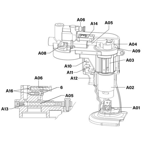 Plunger, Trigger Assembly for Sealey CPG12V Grease Gun