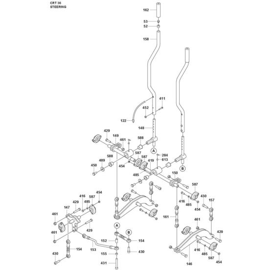 Steering Assembly for Husqvarna CRT 36 Trowel