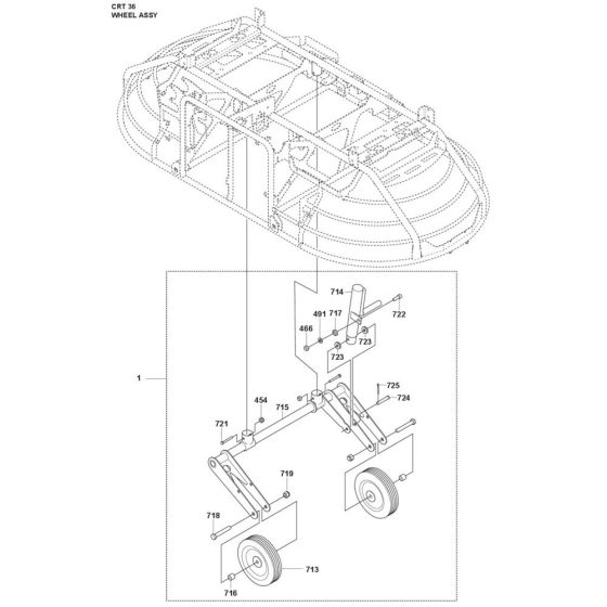 Wheel Assembly for Husqvarna CRT 36 Trowel