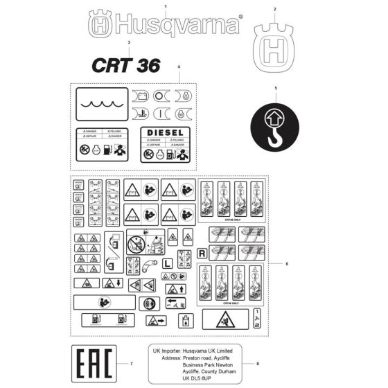 Decals for Husqvarna CRT 36 Trowel