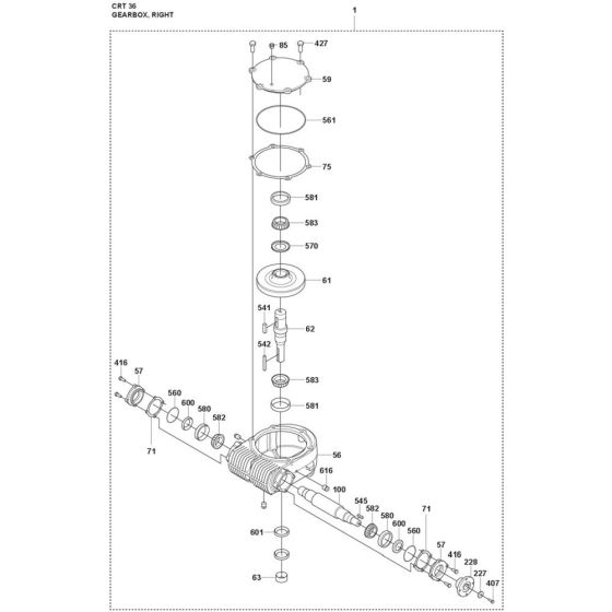 Gearbox (Right) Assembly for Husqvarna CRT 36 Trowel