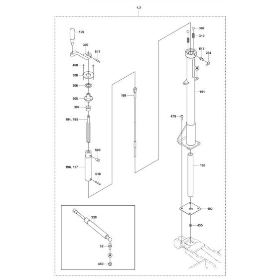 Pitch Control Assembly for Husqvarna CRT 48 Diesel Trowel