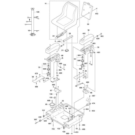 Seat Assembly for Husqvarna CRT 48 Diesel Trowel