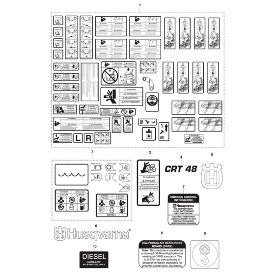 Decals for Husqvarna CRT 48 Diesel Trowel