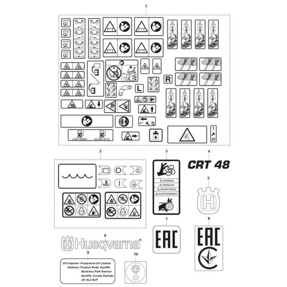 Decals -1 for Husqvarna CRT 48 Diesel Trowel