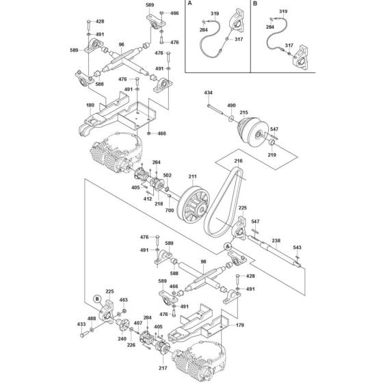 Drive Assembly for Husqvarna CRT 48 Diesel Trowel