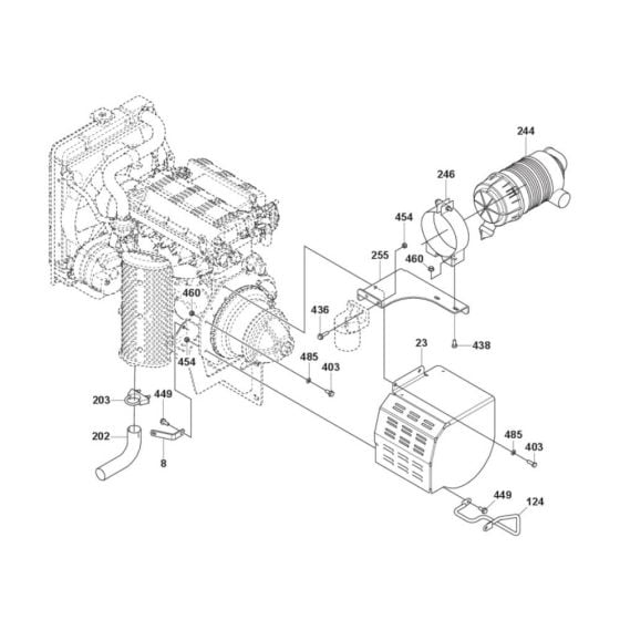 Engine Compartment Assembly for Husqvarna CRT 48 Diesel Trowel