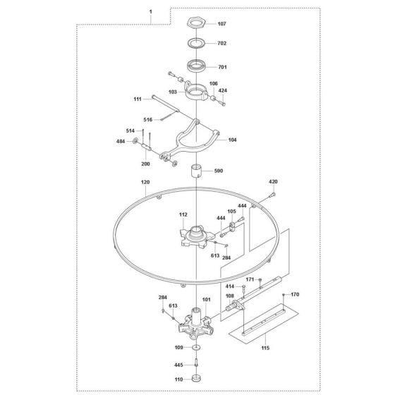 Blade (Left) Assembly for Husqvarna CRT 48 Petrol Trowel