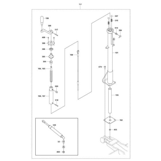 Pitch Control Assembly for Husqvarna CRT 48 Petrol Trowel