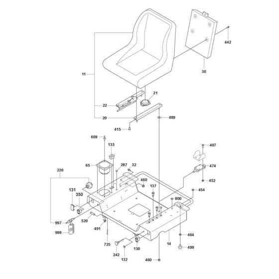 Seating Assembly for Husqvarna CRT 48 Petrol Trowel