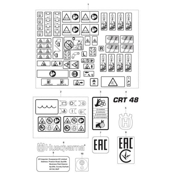 Decals -1 for Husqvarna CRT 48 Petrol Trowel