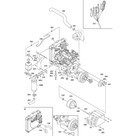 Engine Compartment Assembly for Husqvarna CRT 48 Petrol Trowel