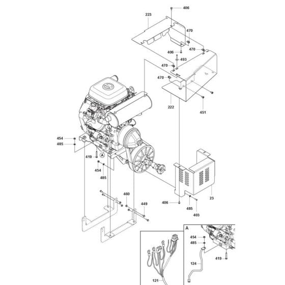 Engine Compartment Assembly -1 for Husqvarna CRT 48 Petrol Trowel