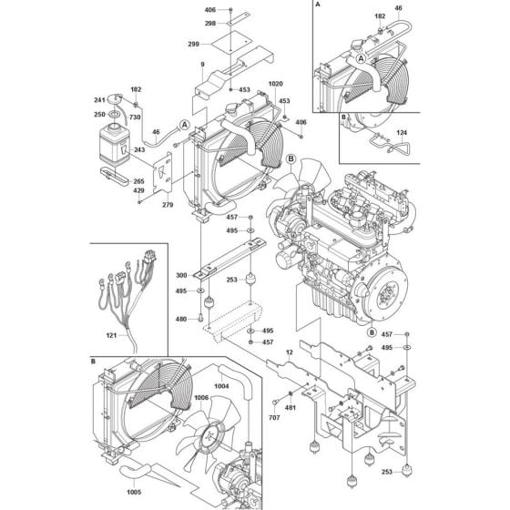 Engine Compartment Assembly -2 for Husqvarna CRT 48 Petrol Trowel