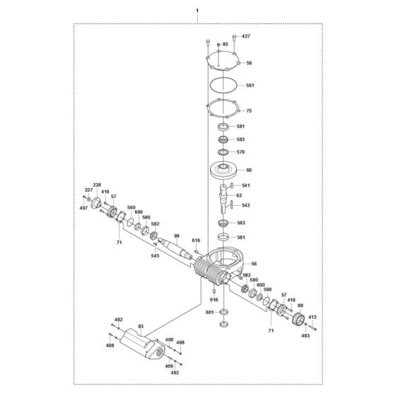 Gearbox (Left) Assembly for Husqvarna CRT 48 PS Petrol Trowel