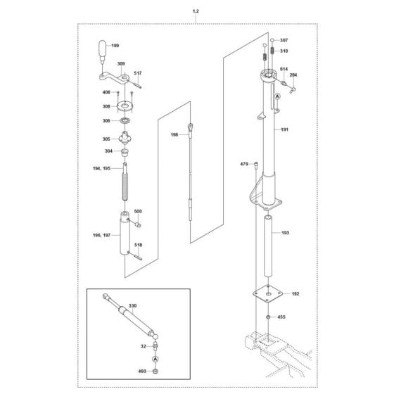 Pitch Control Assembly for Husqvarna CRT 48 PS Petrol Trowel