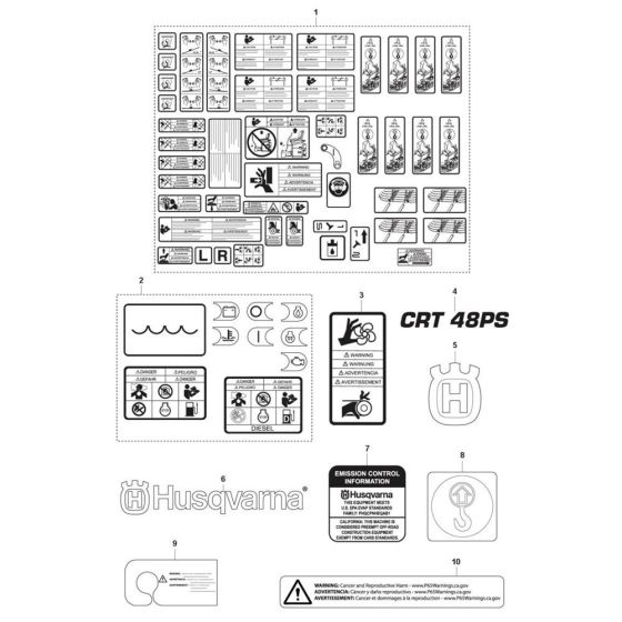 Decals for Husqvarna CRT 48 PS Petrol Trowel