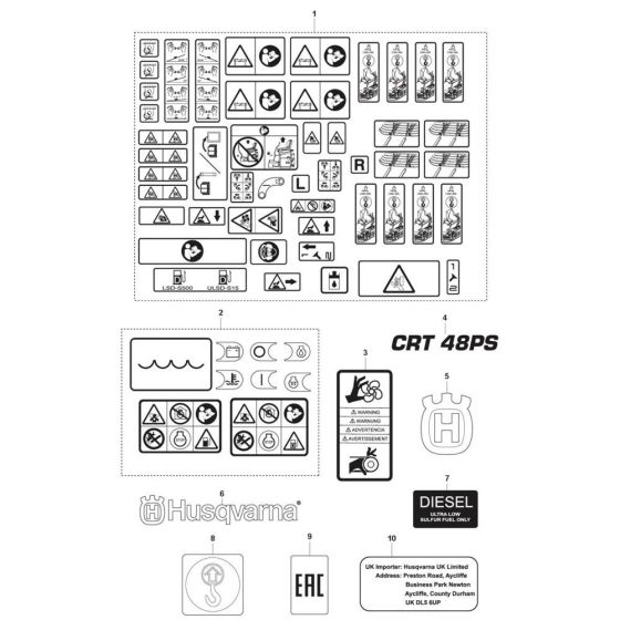 Decals -1 for Husqvarna CRT 48 PS Petrol Trowel