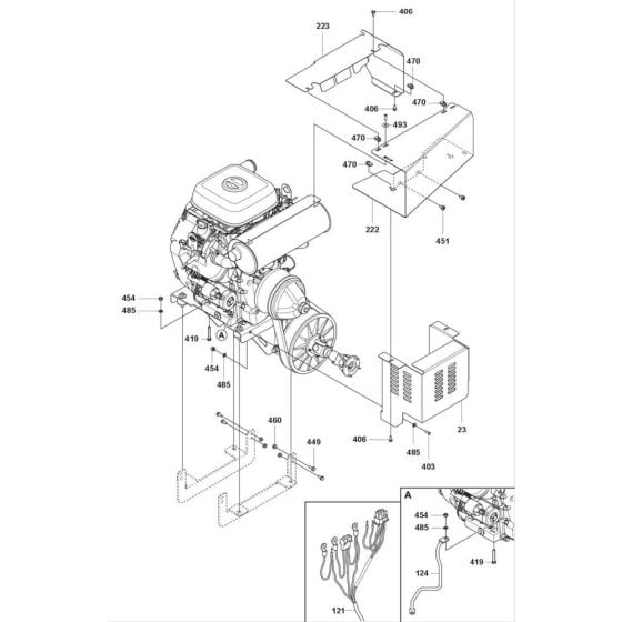 Engine Compartment Assembly for Husqvarna CRT 48 PS Petrol Trowel