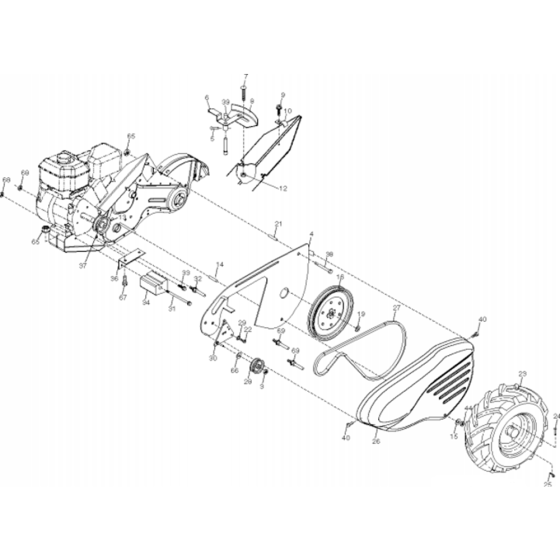 Mainframe, Left Side Assembly for Husqvarna CRT 51 Cultivator/Tiller