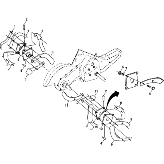 Tine Assembly for Husqvarna CRT 61 Cultivator/Tiller