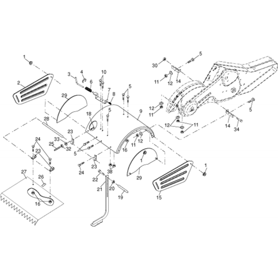 Tine Shield Assembly for Husqvarna CRT 81 Cultivator/Tiller