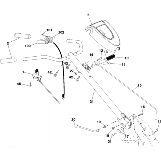 Handle Assembly for Husqvarna CRT 900 L Cultivator/Tiller