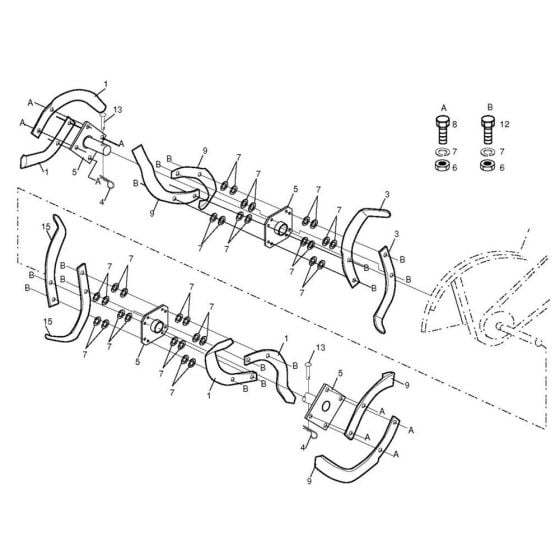 Tine Assembly for Husqvarna CRT 1350 LS Cultivator/Tiller