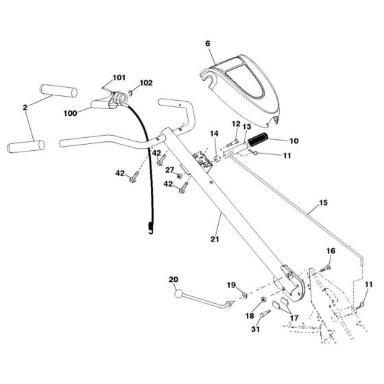 Handle Assembly for Husqvarna CRT 900 Cultivator/Tiller