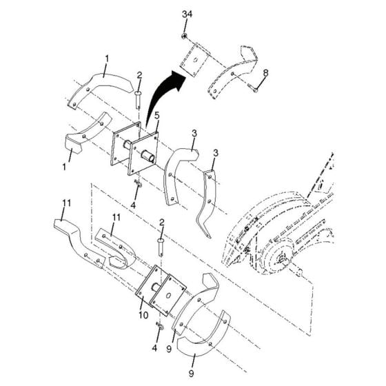 Tine Assembly for Husqvarna CRT 900 Cultivator/Tiller