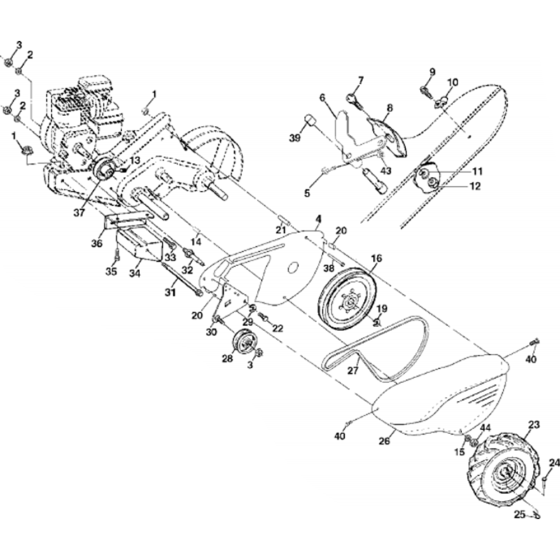 Mainframe, Left Side Assembly for Husqvarna CRTH 550 Cultivator/Tiller