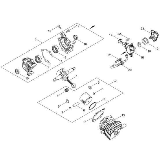 Cylinder, Piston, Crankshaft for ECHO CS-2510TES Chainsaw