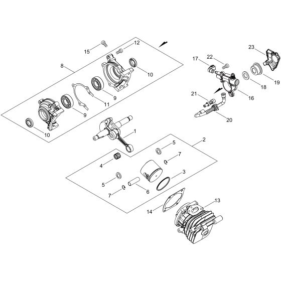 Cylinder, Piston, Crankshaft for ECHO CS-2511TES Chainsaw