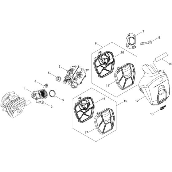 Air Cleaner, Carburettor for ECHO CS-2511TES Chainsaw